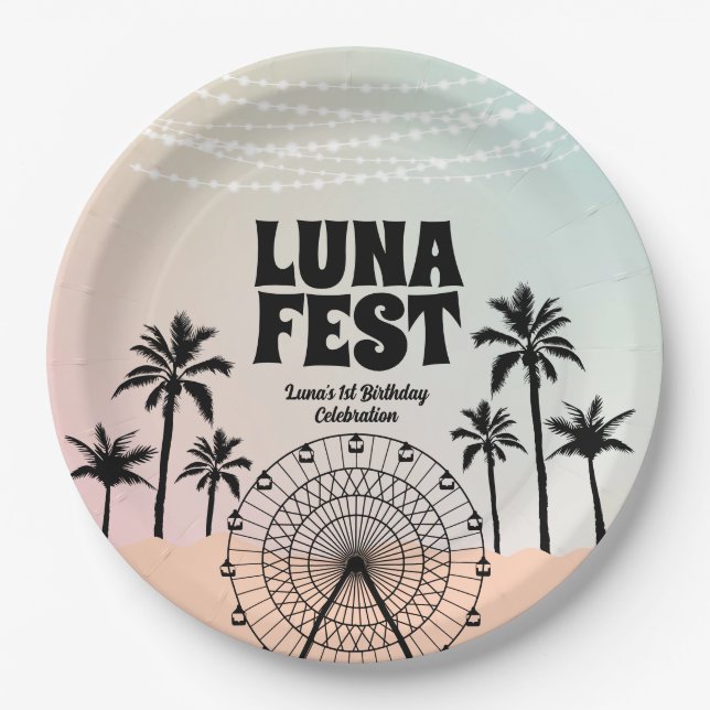 Pastel Music Festival Paper Plate Pappteller (Vorderseite)