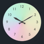 Pastel Mute Gradient Ombre Rainbow Große Wanduhr<br><div class="desc">Schöne digitale Aquarellfarbe Rosa lila pfirsichgelbe blaue Farbverlauf ombre Design. Einfach,  ruhig,  entspannend und glänzend,  boho,  schicke,  moderne Yoga Matte. Gradient Geschenk. Personalisierte Geschenke. Personalisierte Gradient Yoga Geschenke Design ist auf verschiedenen Yoga-Produkten,  siehe in der Sammlung.</div>