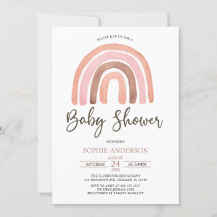 Pastel Muted Tones Boho Rainbow Baby Shower Einladung