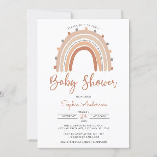 Pastel Muted Tones Boho Rainbow Baby Showroom Invi Einladung