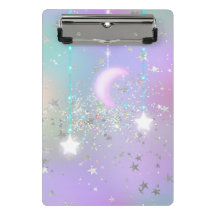 Pastel Nachthimmel leuchtender Mond Star Glitzer n