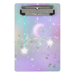 Pastel Nachthimmel leuchtender Mond Star Glitzer n Mini Klemmbrett