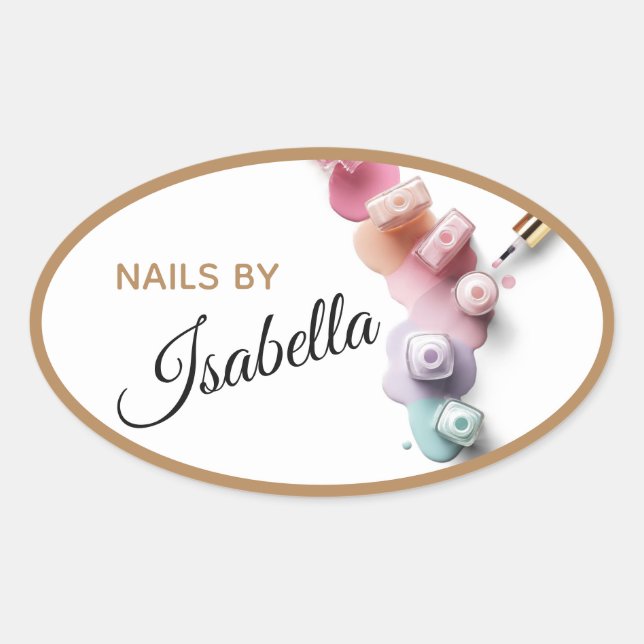 Pastel Nail Polnischer Salon-Aufkleber Ovaler Aufkleber (Vorderseite)