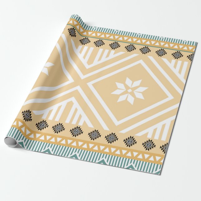 Pastel Native Fabric Seamless Pattern, Thai Nativ Geschenkpapier (Ungerollt)