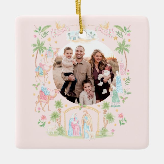 Pastel Nativity Photo Keramikornament (Vorderseite)
