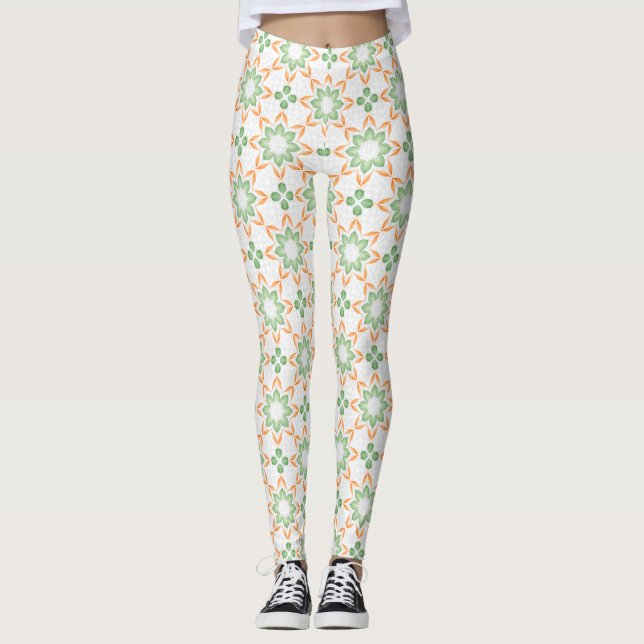 Pastel Nature-Inspired Printed Fashion Leggings (Devant)