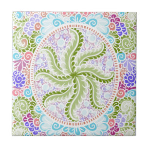 Pastel Nature Mandala Art Fliese