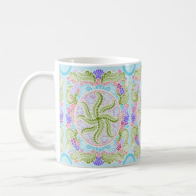 Pastel Nature Mandala Art Kaffeetasse (Links)