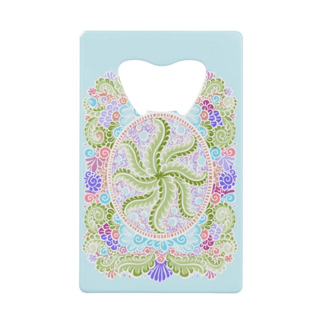Pastel Nature Mandala Art Kreditkartenflaschenöffner (Vorderseite)