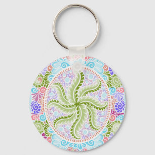 Pastel Nature Mandala Art Schlüsselanhänger