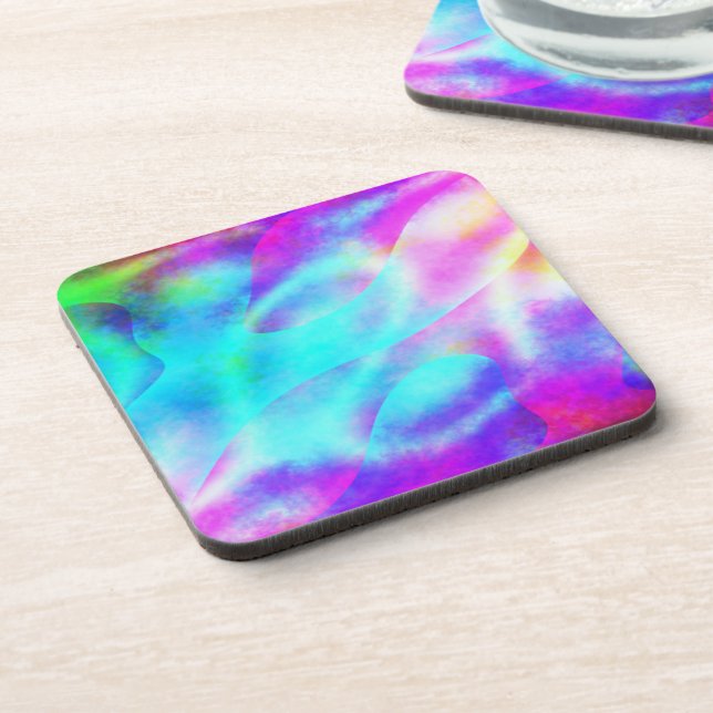 Pastel Neon Rainbow Gradient Art Getränkeuntersetzer (Linke Seite)