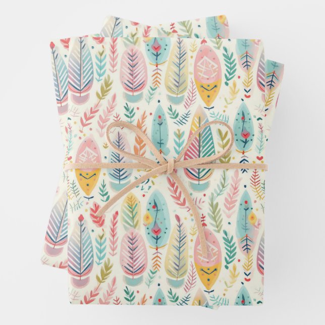 Pastel niedlich boho geschenkpapier set (Beispiel)
