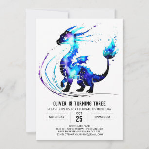 Pastel Niedlich Dragon Digital Boy Geburtstag Einladung