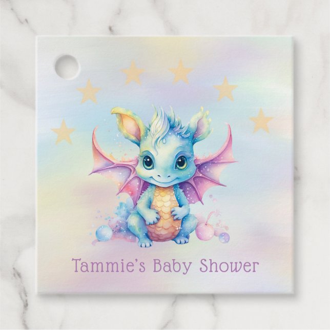Pastel Niedlich Dragon Girl Babydusche Danke Geschenkanhänger (Vorderseite)