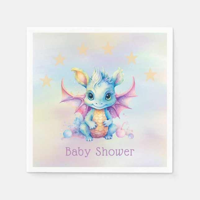 Pastel Niedlich Dragon Girl Babydusche Serviette (Vorderseite)