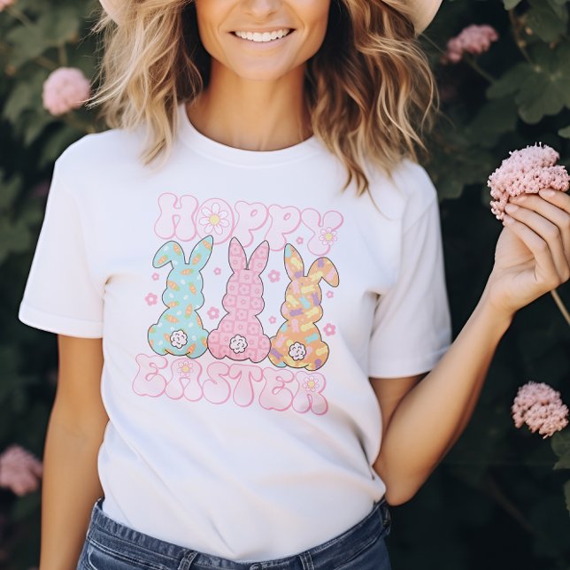 Pastel Niedlich Groovy Hoppy Oaster Bunny Womens T-Shirt (Pastel Cute Groovy Hoppy Easter Bunny Womens T-Shirt)