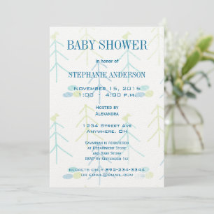 Pastel Niedlich Pines Bird Baby Shower Einladungen