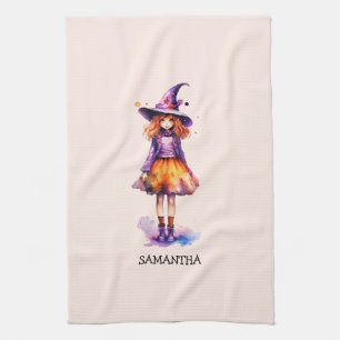 Pastel Niedlich Witch Girl - Halloween Ästhetik (2 Geschirrtuch