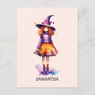 Pastel Niedlich Witch Girl - Halloween Ästhetik (2 Postkarte