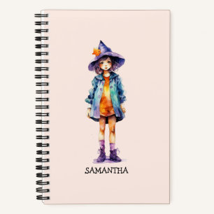 Pastel Niedlich Witch Girl Halloween Ästhetik Notizbuch