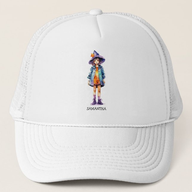 Pastel Niedlich Witch Girl Halloween Ästhetik Truckerkappe (Vorderseite)