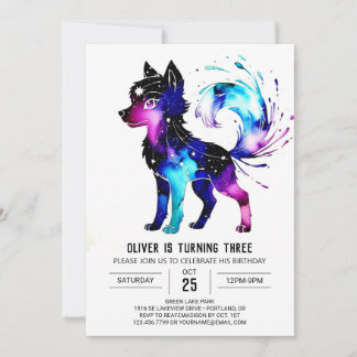 Pastel Niedlich Wolf Digital Boy Geburtstag Einladung