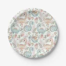 Pastel niedliche Dinosaurier Pappteller
