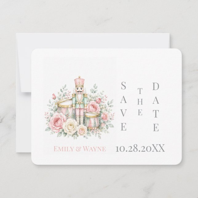 Pastel-Nussknacker-Weihnachts-Hochzeit Save The Da (Vorderseite)