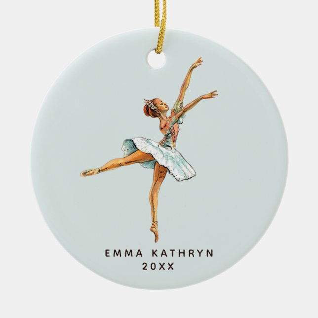 Pastel Nutcracker Ballet Personalisiert Ballerina Keramik Ornament (Vorne)