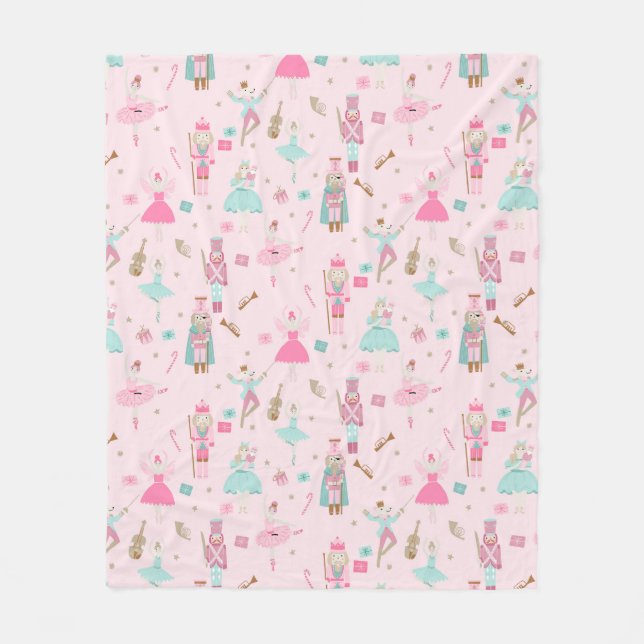 Pastel Nutcracker Ballett Rosa Fleece Blanken (Vorderseite)