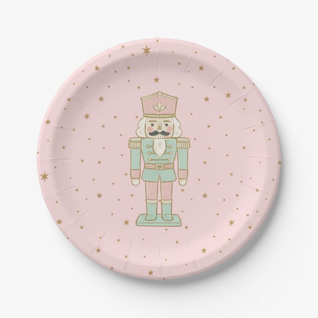 "Pastel Nutcracker Party Plate – Whimsical Holiday Pappteller (Vorderseite)