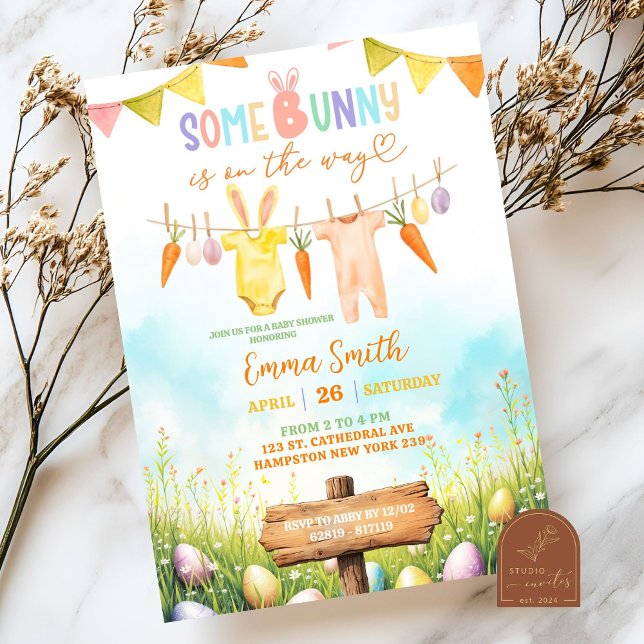 Pastel Oaster Bunny Baby Dusche Einladung (Von Creator hochgeladen)