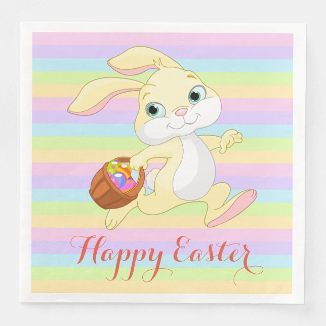 Pastel Oaster Bunny Happy OsterNapkins Serviette (Vorderseite)