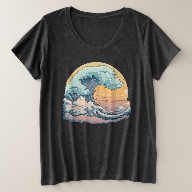 Pastel Ocean Wave Graphic T - Shirt (Design vorne)