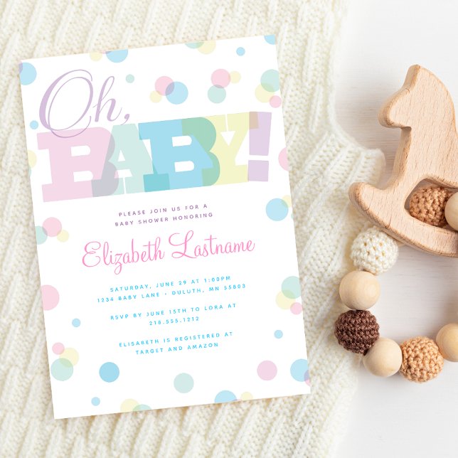 Pastel Oh Baby Baby shower Invitation (Créateur téléchargé)