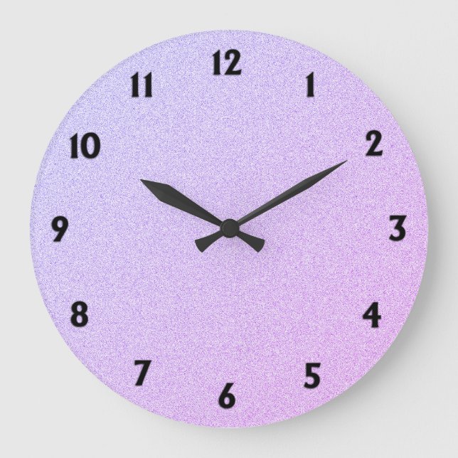 Pastel Ombre Glitzer Black Numbers Große Wanduhr (Vorderseite)