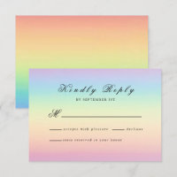 Pastel Ombre Rainbow Colors Wedding RSVP Card