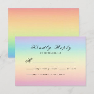 Pastel Ombre Rainbow Colors Wedding RSVP Card