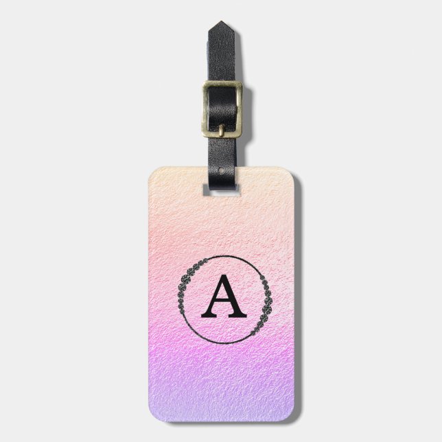 *~* Pastel Ombre + Schwarzes Monogramm Diamantblen Gepäckanhänger (Vorderseite vertikal)