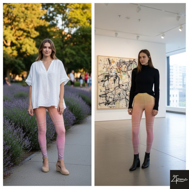 Pastel Ombre Vertical Plaid Gradient Texture Leggings (Von Creator hochgeladen)