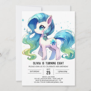 Pastel Online Horse Geburtstag Einladung