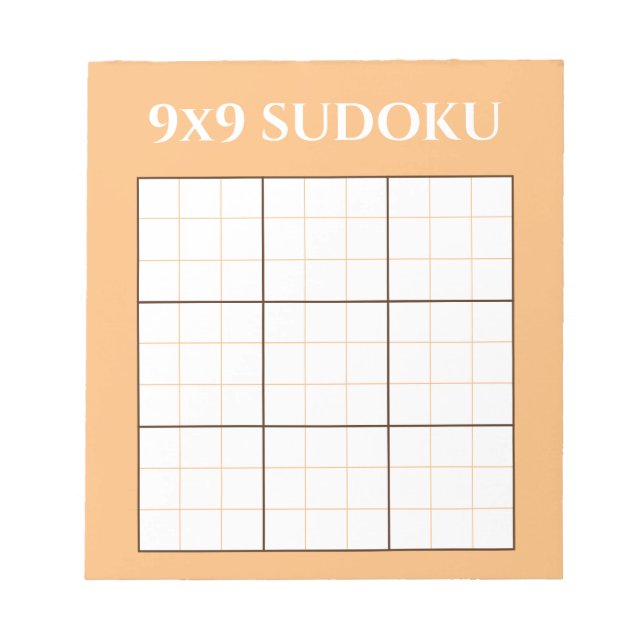Pastel Orange 9 von 9 Sudoku-Vorlage Notizblock (Vorderseite)