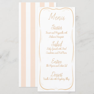 Pastel Orange Border Striped Wedding Menu Menükarte