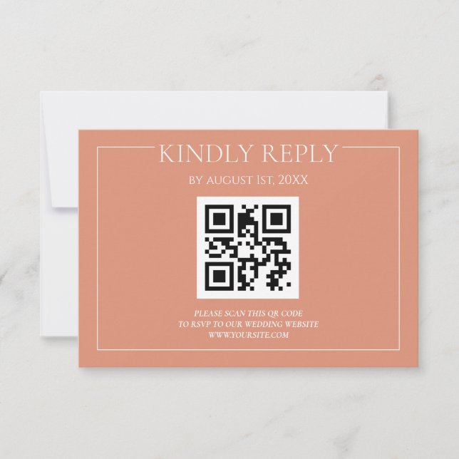 Pastel Orange Elegante Moderne Hochzeit RSVP Karte (Vorderseite)