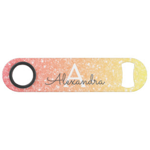 Pastel Orange Gold Glitzer & Sparkle Monogram Speed Flaschenöffner