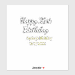 Pastel orange gray happy 21st birthday name date aufkleber