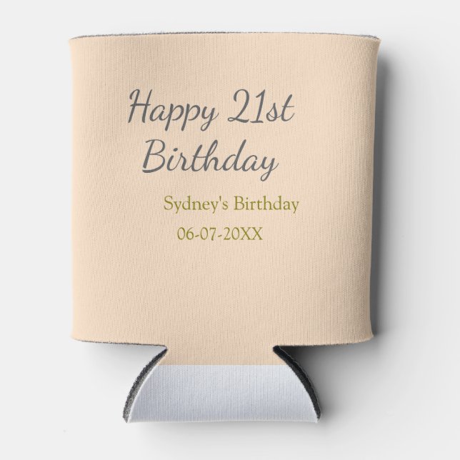 Pastel orange gray happy 21st birthday name date dosenkühler (Vorderseite)