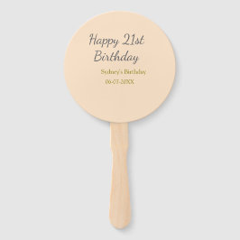 Pastel orange gray happy 21st birthday name date fächer