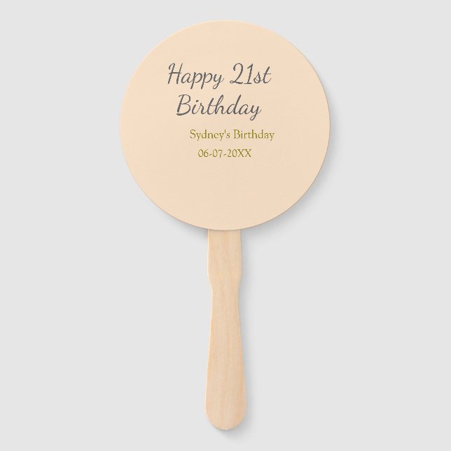 Pastel orange gray happy 21st birthday name date fächer (Vorderseite)