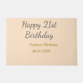 Pastel orange gray happy 21st birthday name date fußmatte